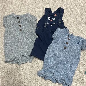 Short sleeve onesies and overalls
